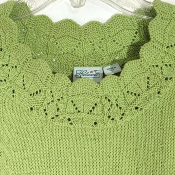 HABAND GREEN SHORT SLEEVE KNITTED SWEATER SIZE LARGE - Picture 5 of 9